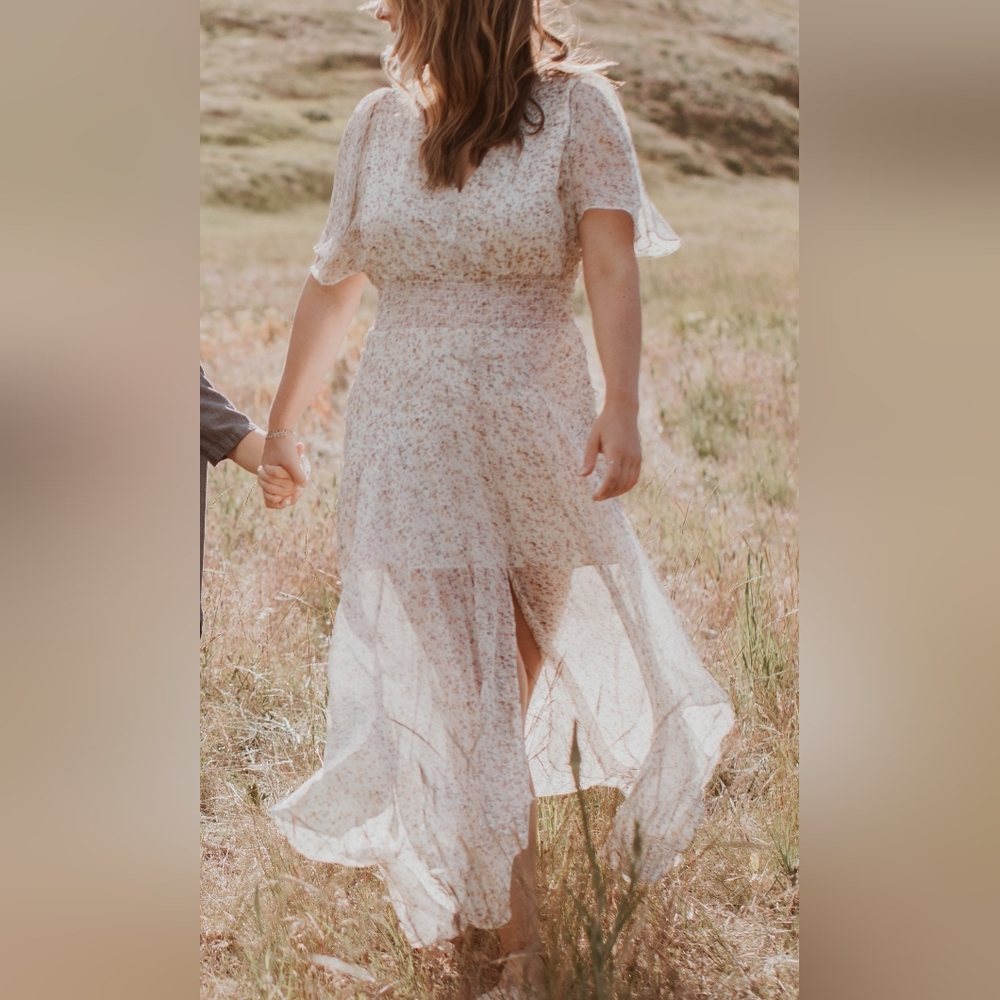 Biship + Young Cream Floral Maxi Dress